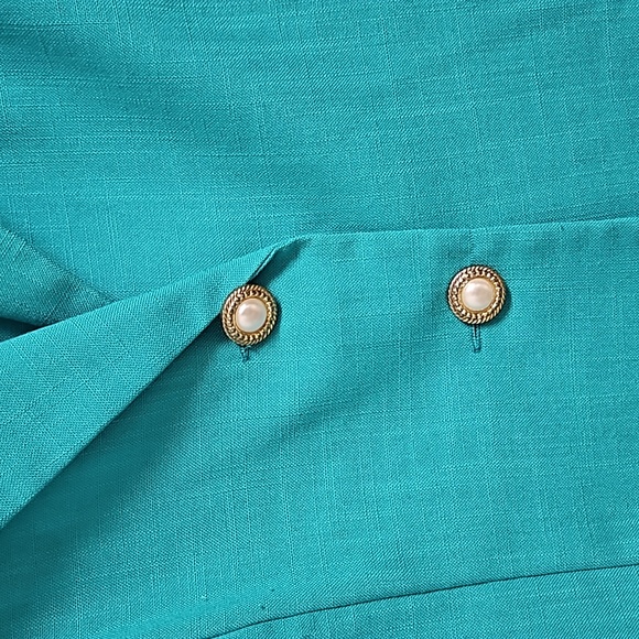 Vintage 80s Leslie Fay Teal Blazer - Picture 2 of 6